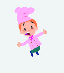 Chef jumping terrified.