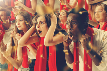 Fototapeta premium Group of happy fans are cheering for their team victory