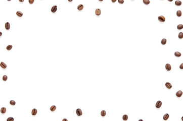 Roasted Coffee Beans background texture isolated on white background with copy space for text - Image