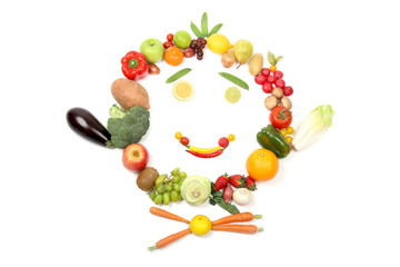 Lachendes Gesicht aus Obst und Gemüse