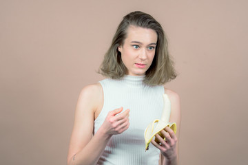 cute girl with a banana