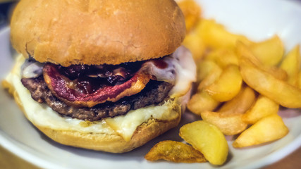 hamburger bacon and cheese