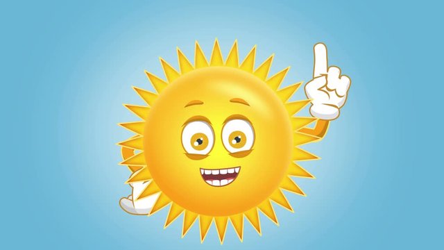 Cartoon Cute Sun Think and Idea with Face for Kids Animation with Alpha Matte