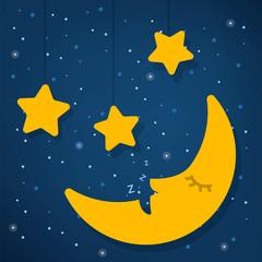 Obraz na płótnie Canvas World sleep day concept. Good night. Star and moon