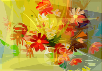Bouquet of flowers still life vector illustration