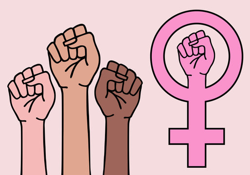 female hands, feminist sign, feminism symbol, vector