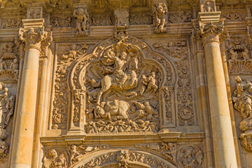Fototapeta na wymiar Leon, Spain. Bas-relief on the facade of the monastery of St.. Mark, XVI century