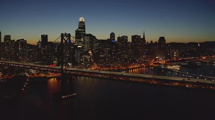 San Francisco aerial downtown skyline buildings drone
