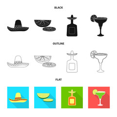 Vector illustration of cafe and Latin symbol. Collection of cafe and national stock symbol for web.