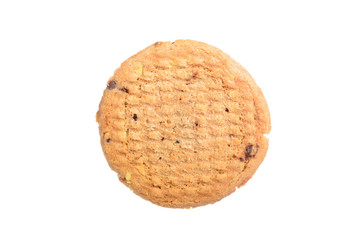 Chocolate chip cookie isolated on white background