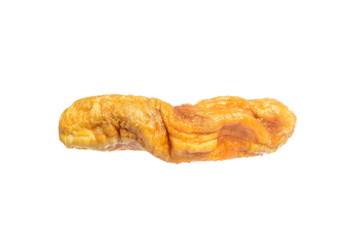 banana (Kluai Leb Mu Nang) dried on white background of Thailand