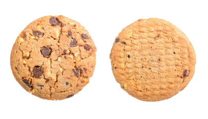 Chocolate chip cookie isolated on white background