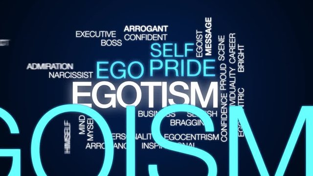 Egotism animated word cloud. Kinetic typography.