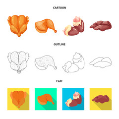 Isolated object of product and poultry logo. Set of product and agriculture    stock vector illustration.