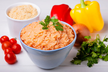 Minced salmon and vegetables