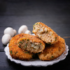 Cutlets stuffed with mushrooms