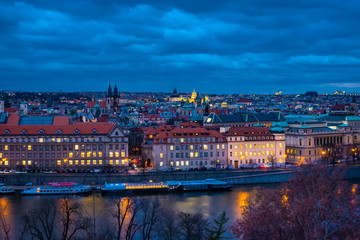 Fototapeta na wymiar beautiful landscape of Prague city and Vltava river in Czech Republic