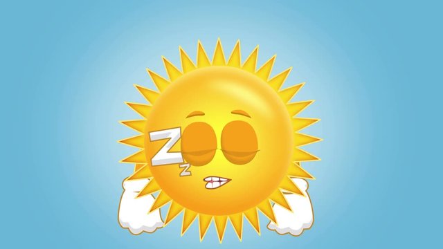 Cartoon Cute Sun Sleep Rest Snore with Face for Kids Animation with Alpha Matte