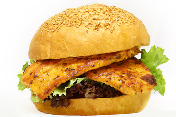 Fresh tasty burger isolated on white background