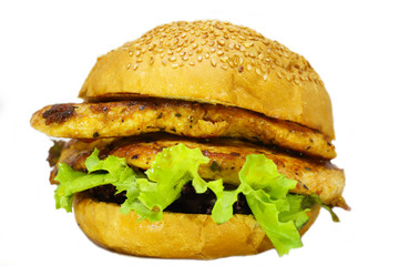 Fresh tasty burger isolated on white background