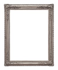 Silver frame for paintings, mirrors or photo isolated on white background