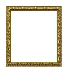 Golden frame for paintings, mirrors or photo isolated on white background