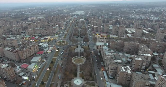 Arial view of Yerevan city Malatia-Sebastia district, Armenia.