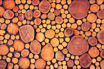 Wooden logs, beams, wooden log wooden background.