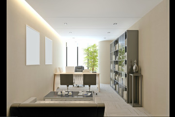 3d render working office
