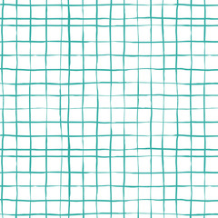 Checkered seamles pattern, Vector pattern in hand drawn style. Blue lines on a white background