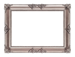 Panoramic silver frame for paintings, mirrors or photo isolated on white background