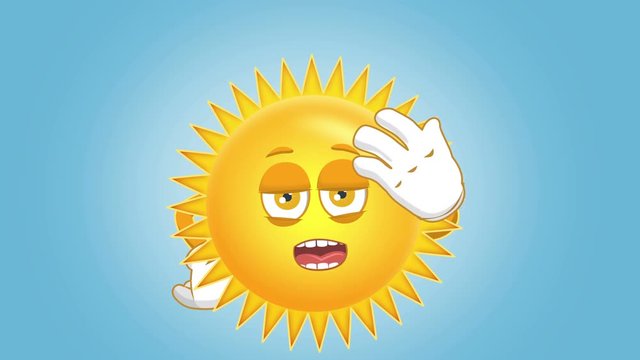 Cartoon Cute Sun Upset Facepalm Unhappy with Face for Kids Animation with Alpha Matte