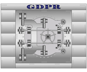 vector drawing of a safe with the inscription G D P R