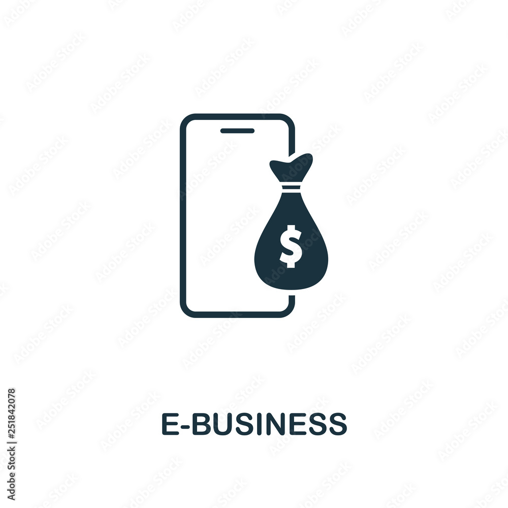 Poster e-business icon. creative element design from fintech technology icons collection. pixel perfect e-b