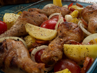 Delicious fried chicken drumsticks