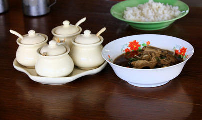 Thai Seasoning or Healthy ingredient set with a cup of noodle