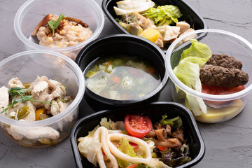Minimalist healthy food composition illustrating proper nutrition. A visually balanced plate of...