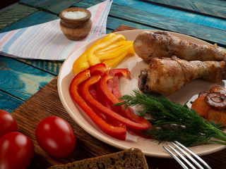 Delicious fried chicken drumsticks
