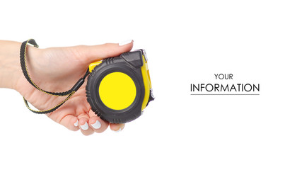 tape-measure in hand pattern on white background isolation