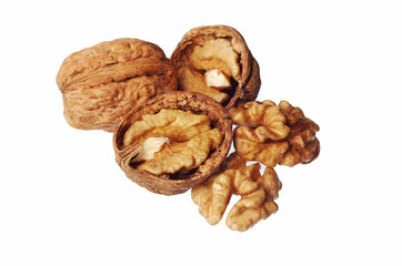 Walnuts. Close-up. On a white background