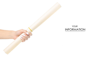 Paper wrapping roll in hand pattern on white background isolation
