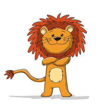 Cute cartoon lion. Isolated on white background.
