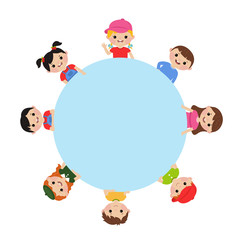 Naklejka premium Blank poster with kids