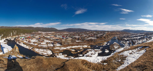 Panoramic view of the village Yuryuzan, Chelyabinsk region. Russia.