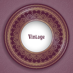 Vintage ornamental round frame for greeting card, invitation or packaging design
