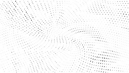 Halftone gradient pattern. Abstract halftone dots background. Monochrome dots pattern. Grunge wave texture. Pop Art Comic small dots. Radial twisted dots. Design for presentation, report, flyer, cover