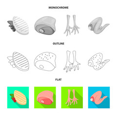 Isolated object of product and poultry logo. Set of product and agriculture    stock vector illustration.