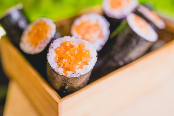 Sushi roll with salmon