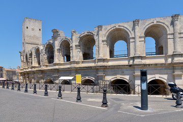 Roman amphitheatre of Arles,a city and commune in the south of France, in the Bouches-du-Rhône...