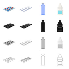 Vector illustration of retail and healthcare sign. Collection of retail and wellness vector icon for stock.